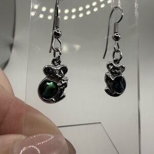 Chic Green and Silver Dangle Earrings